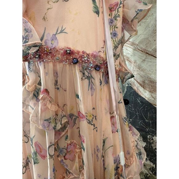 New Mac Ieena Duggal 68090 - Plunging V-Neck Floral Evening Gown Size 2 - Picture 7 of 12